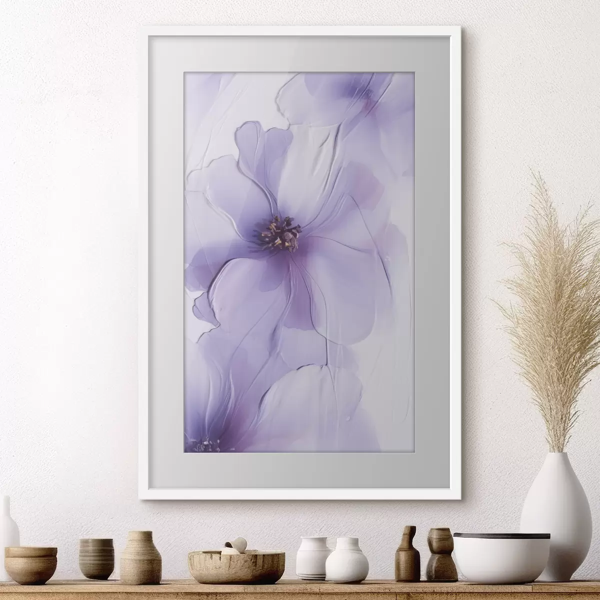 Poster Fiori delicati con dettagli intricati e uno sfondo bianco materico f49762