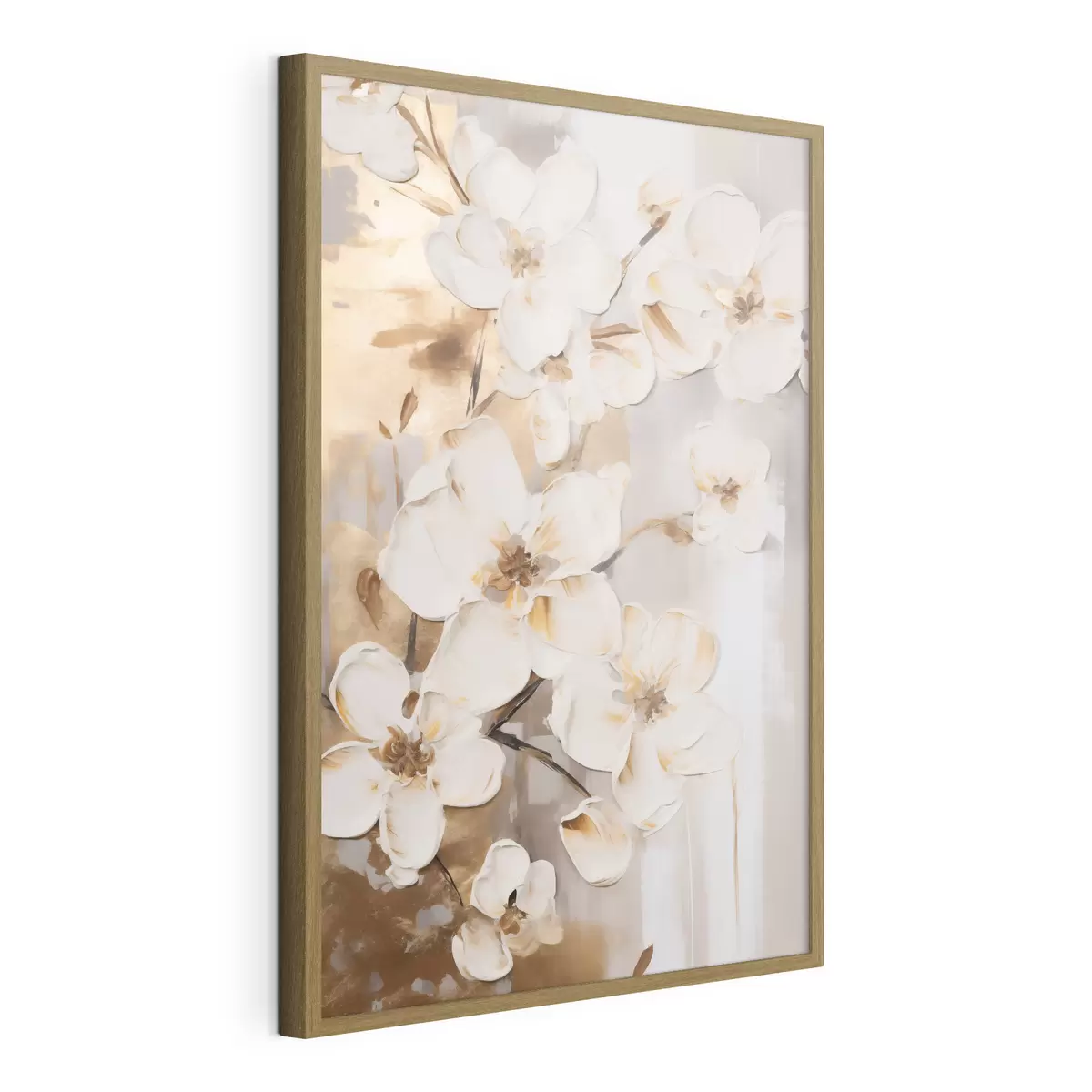 Poster Fiori bianchi su uno sfondo materico, in stile pittorico f49768