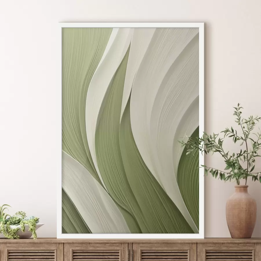 carta da parati Texture astratta dai colori verde e crema che scorrono nr. f49772