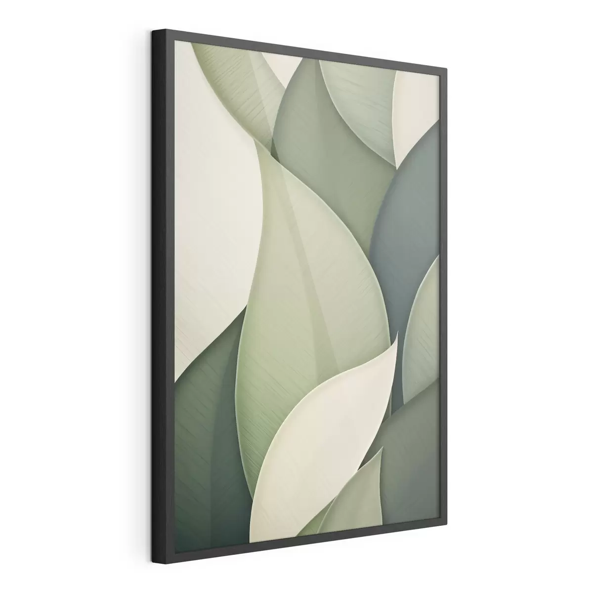 Poster Arte astratta con forme organiche sovrapposte nei toni del verde e del crema f49778