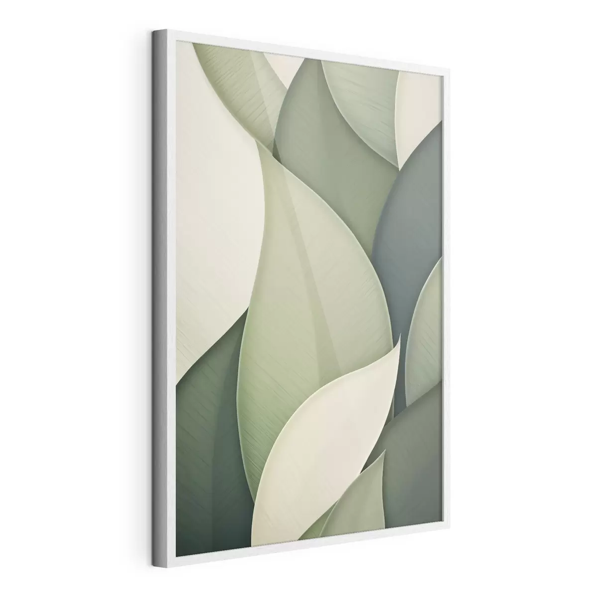 Poster Arte astratta con forme organiche sovrapposte nei toni del verde e del crema f49778