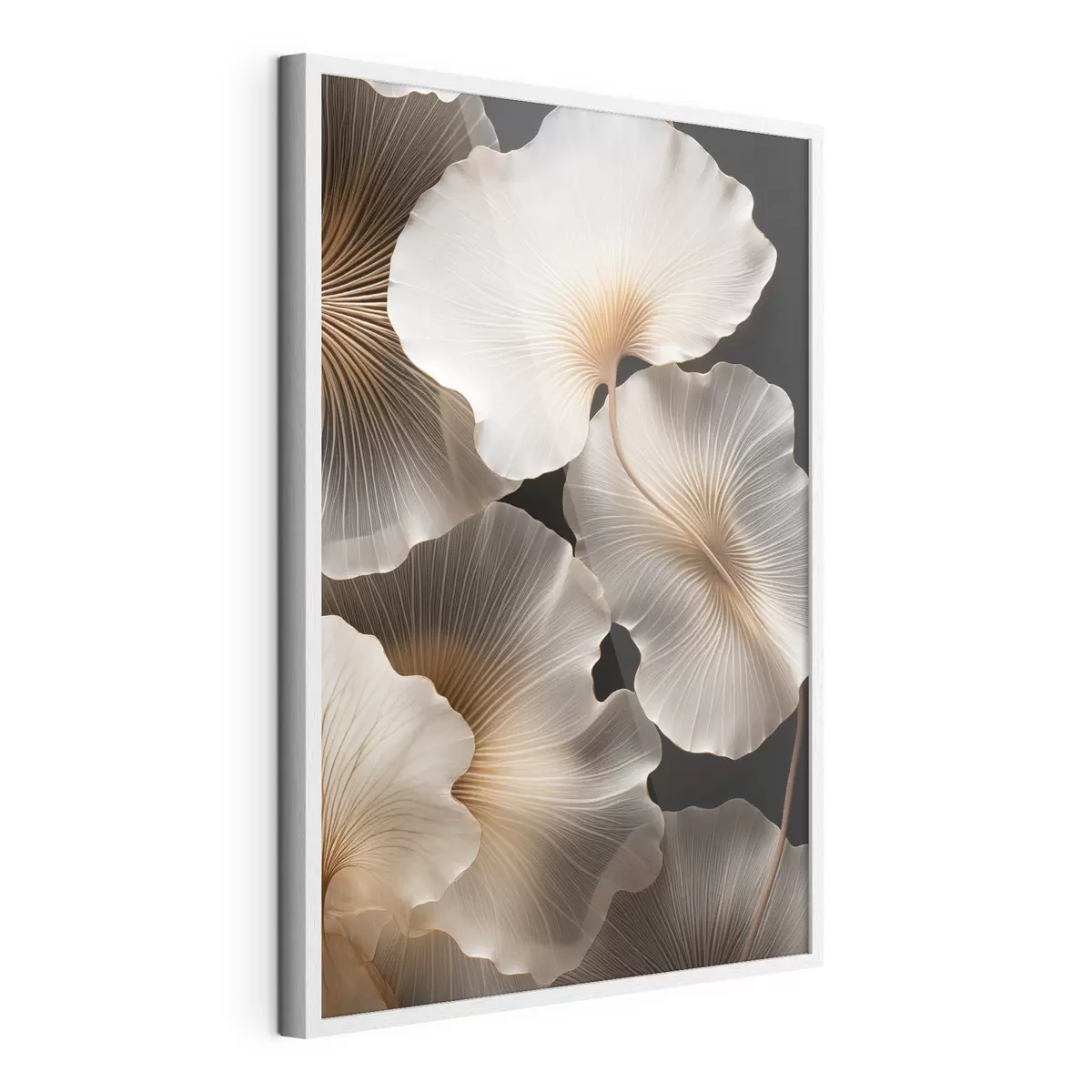 Poster Foglie di ginkgo traslucide su uno sfondo scuro f49784