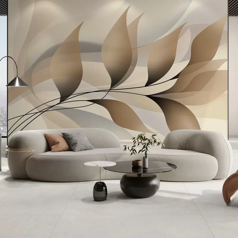 carta da parati un elegante ramo con foglie beige  nr. w05660