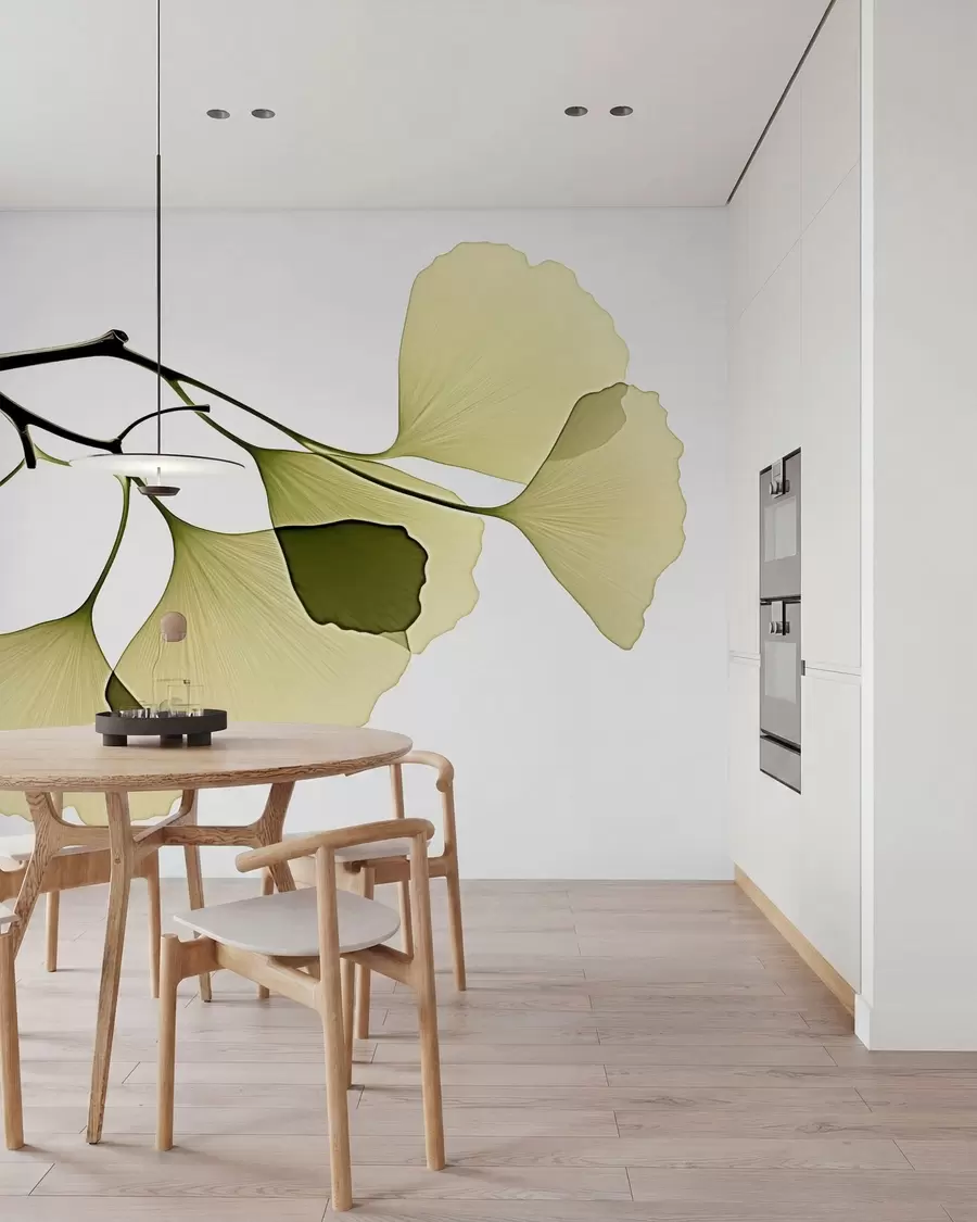 Carta da parati nature Foglie a ventaglio di ginkgo 