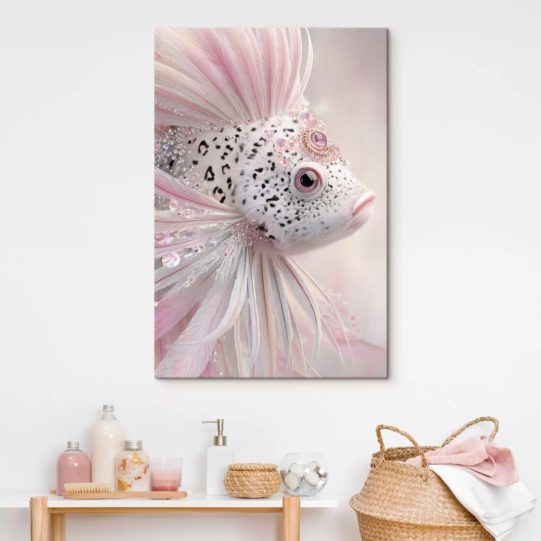 carta da parati Un pesce rosa e surreale con delle decorazioni nr. s49871