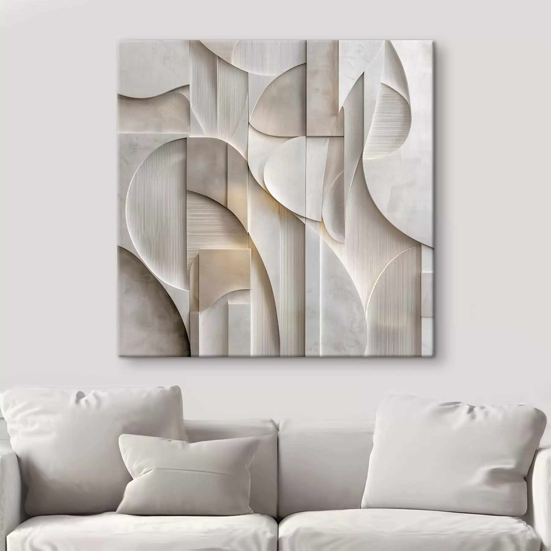 carta da parati Una composizione astratta in stile a rilievo, che riproduce forme e stratificazioni in tenui tonalità di grigio-beige nr. s49886
