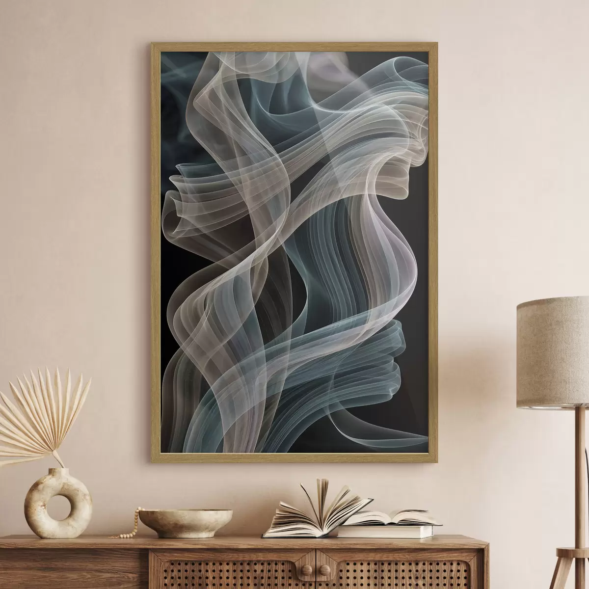 Poster Un fumo colorato si avvolge a spirale su uno sfondo scuro f49862