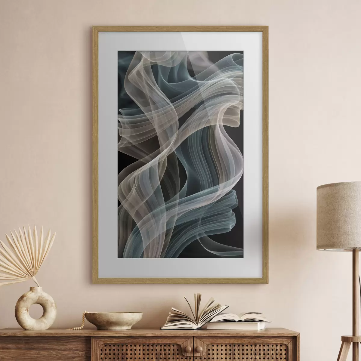 Poster Un fumo colorato si avvolge a spirale su uno sfondo scuro f49862