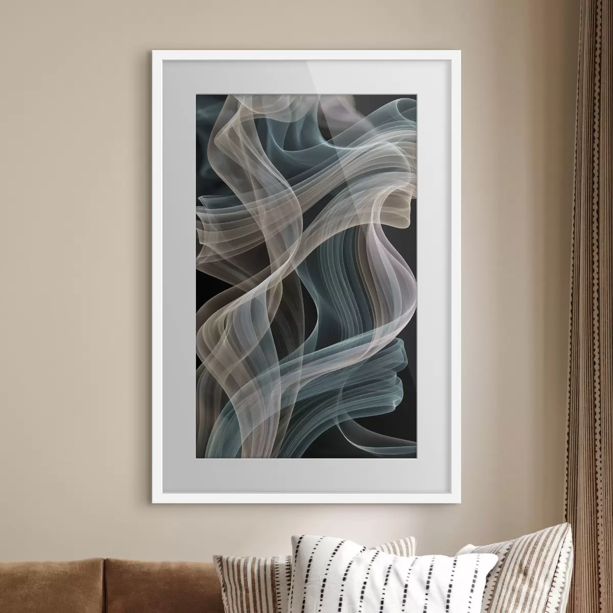 Poster Un fumo colorato si avvolge a spirale su uno sfondo scuro f49862