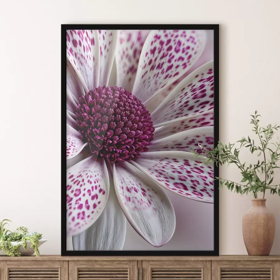 carta da parati Primo piano di un fiore simile a una margherita con vivaci macchie leopardate color magenta nr. f49865