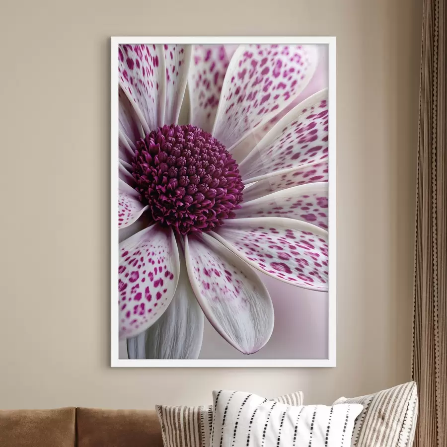 carta da parati Primo piano di un fiore simile a una margherita con vivaci macchie leopardate color magenta nr. f49865