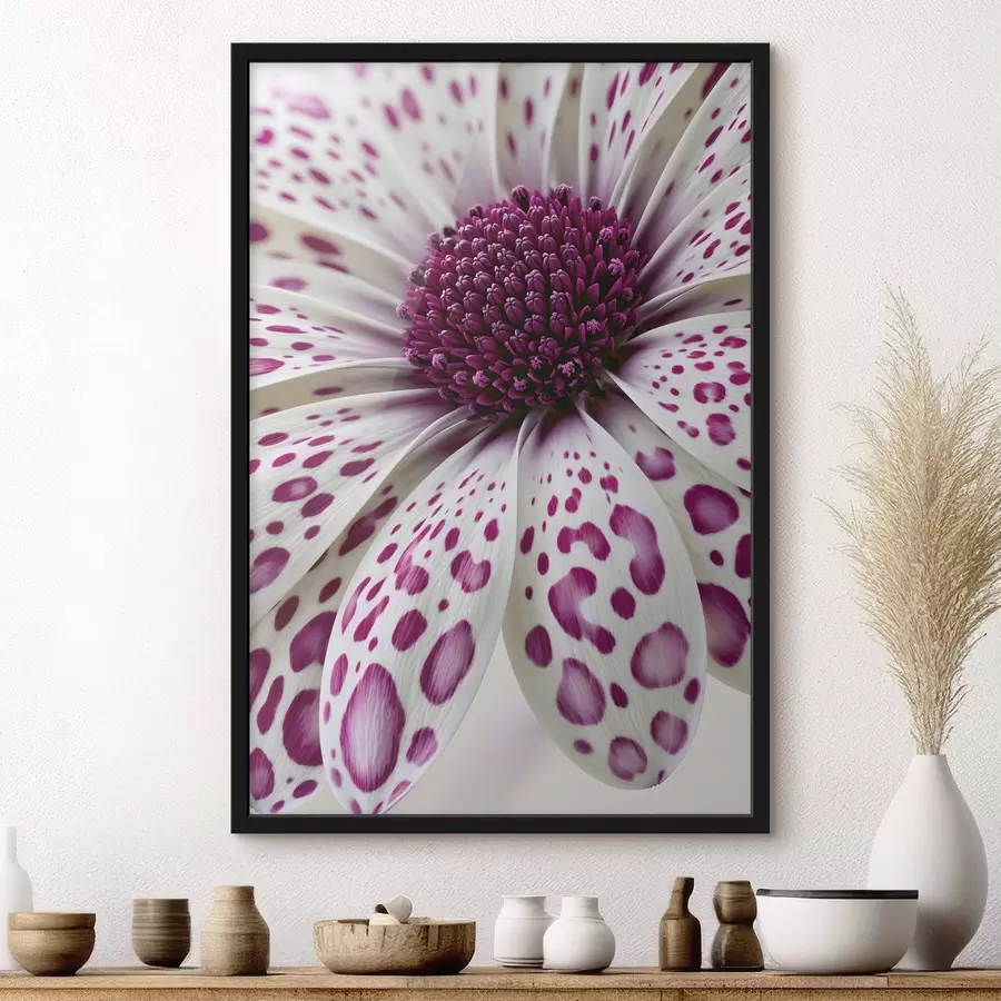 carta da parati Primo piano di un fiore simile a una margherita con vivaci macchie leopardate color magenta nr. f49867