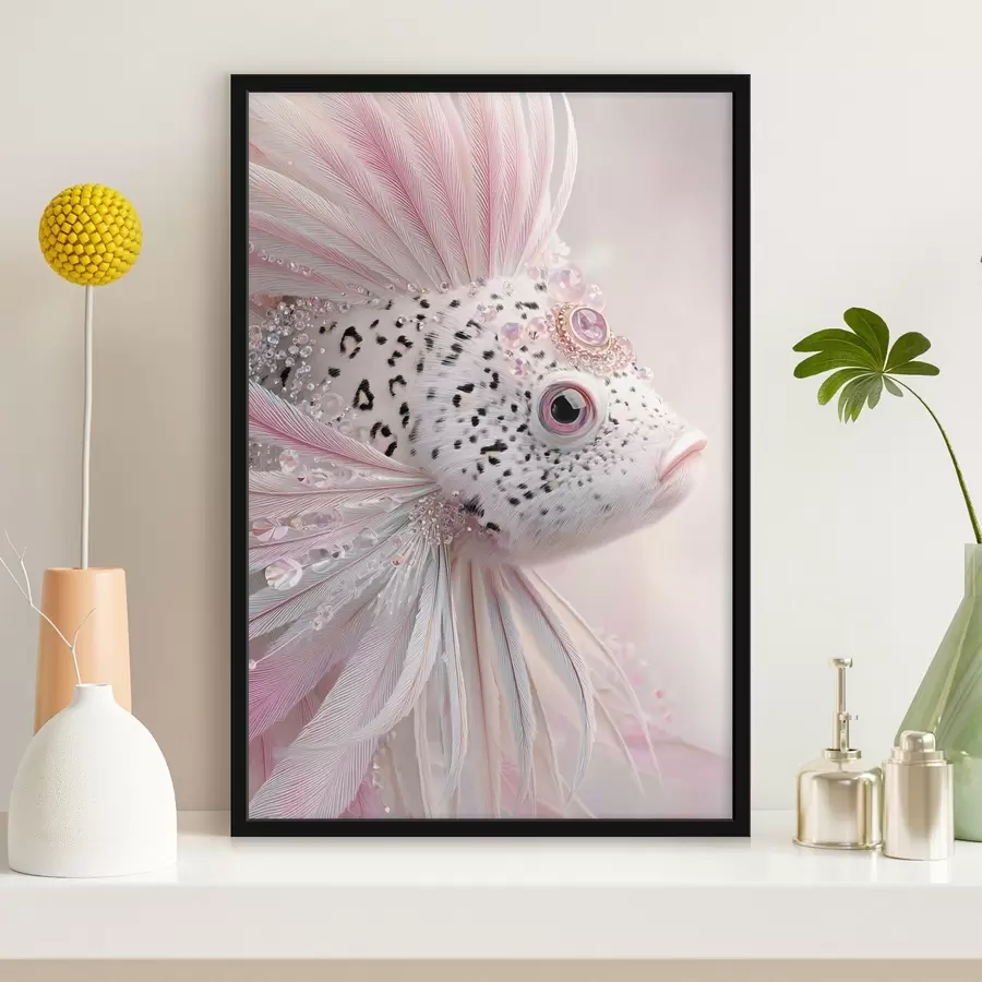 carta da parati Un pesce rosa e surreale con delle decorazioni nr. f49871