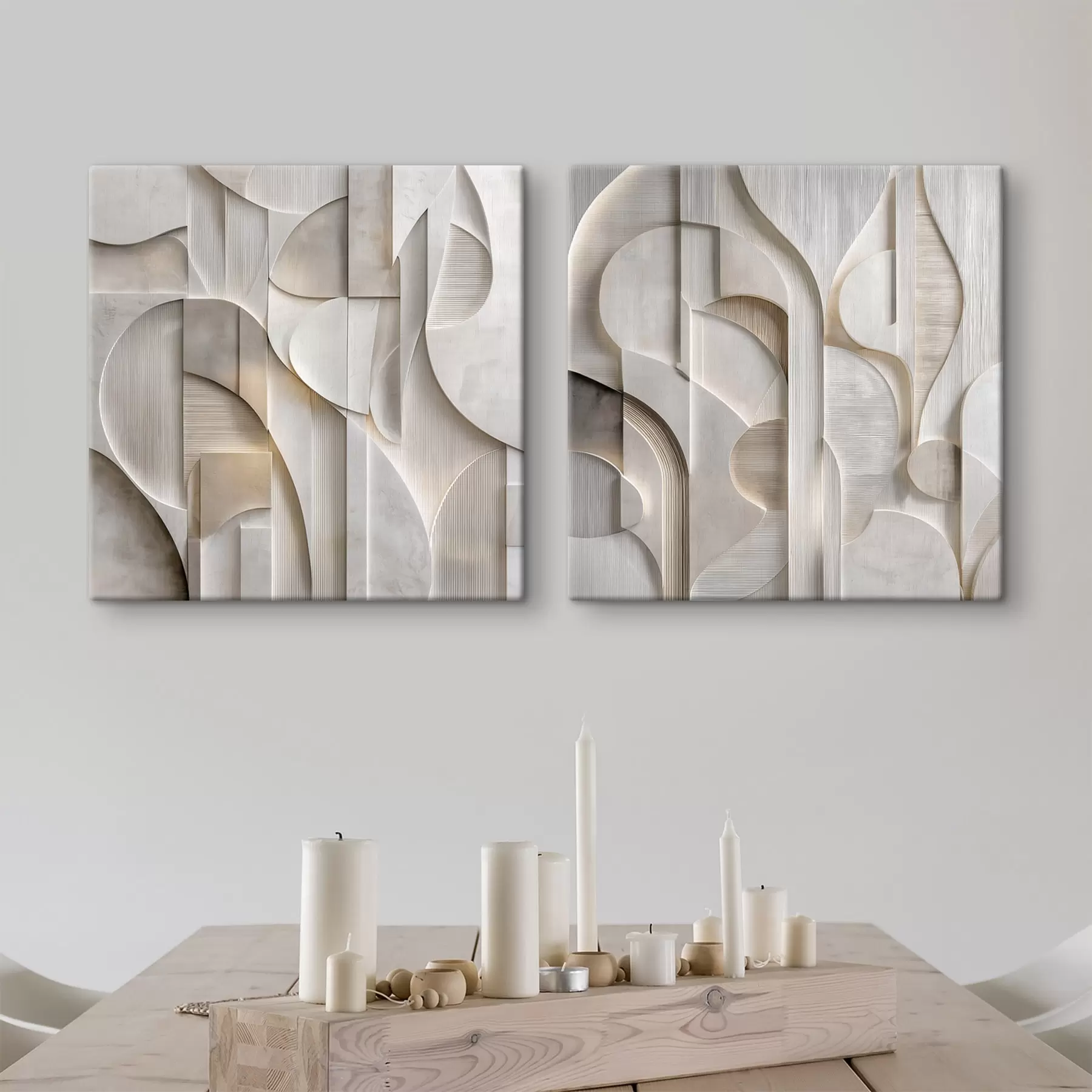 Quadro Trittico di ritmi avorio nr. m30728