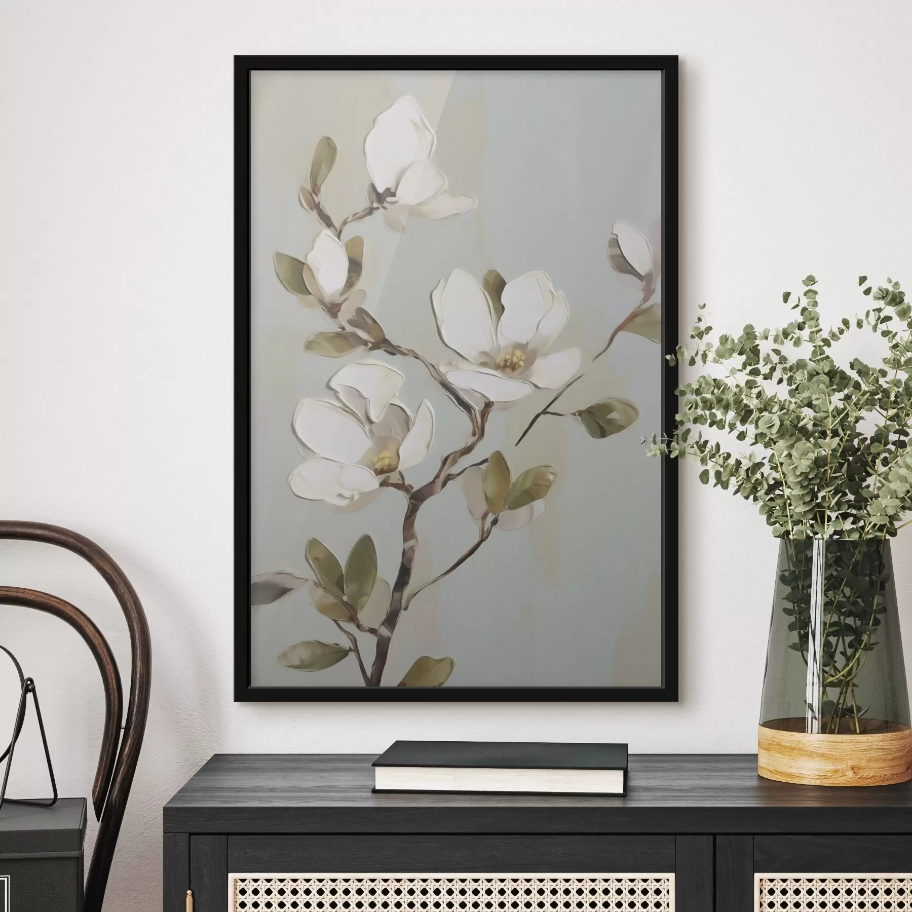 carta da parati Un ramo con fiori, imitazione di un dipinto nr. f49901