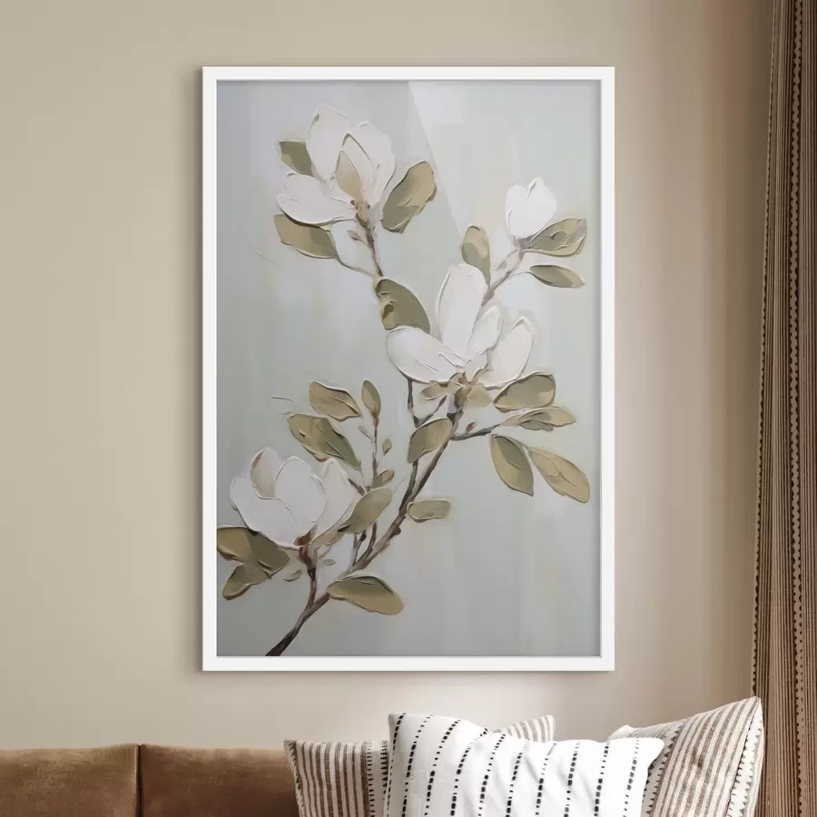 carta da parati Un ramo di fiori di magnolia, imitazione di un dipinto nr. f49902