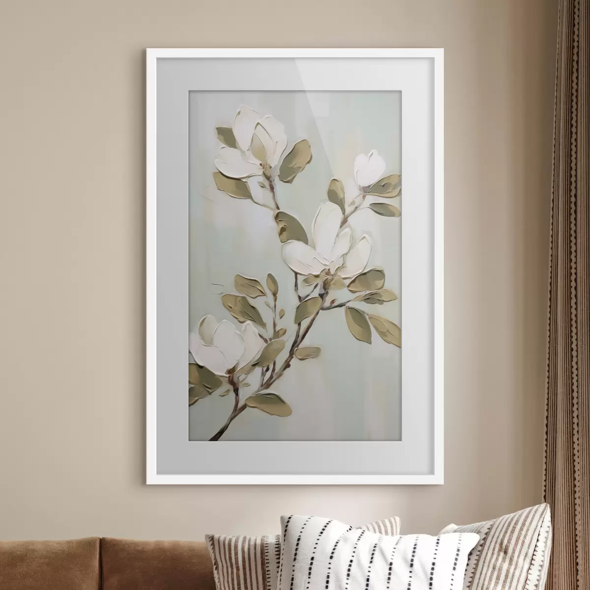 Poster Un ramo di fiori di magnolia, imitazione di un dipinto f49902