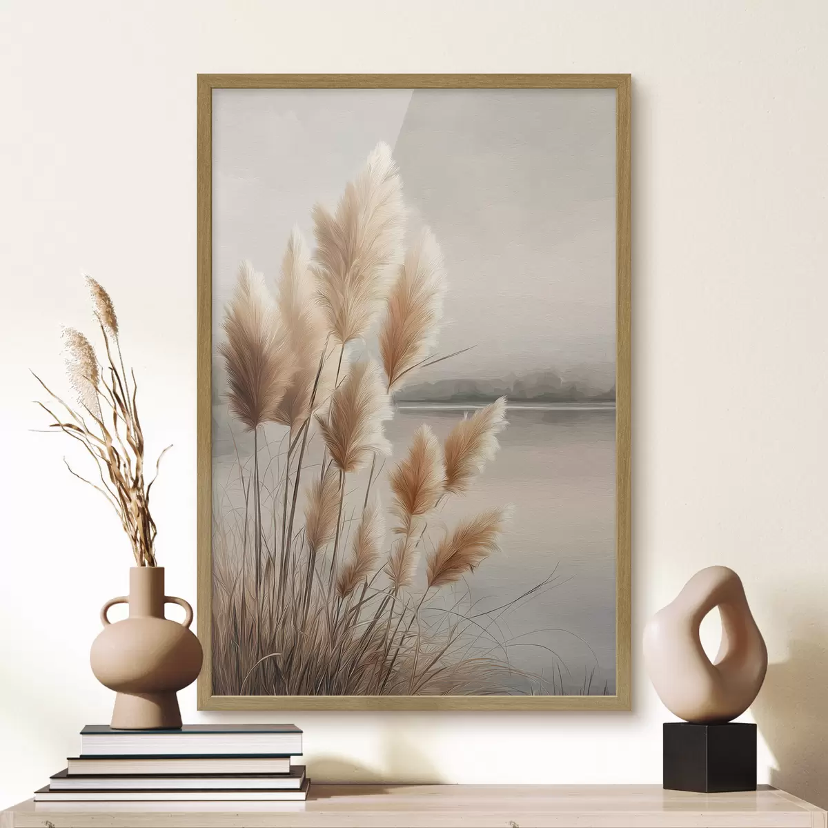 Poster Erba della pampa in riva al fiume f49925