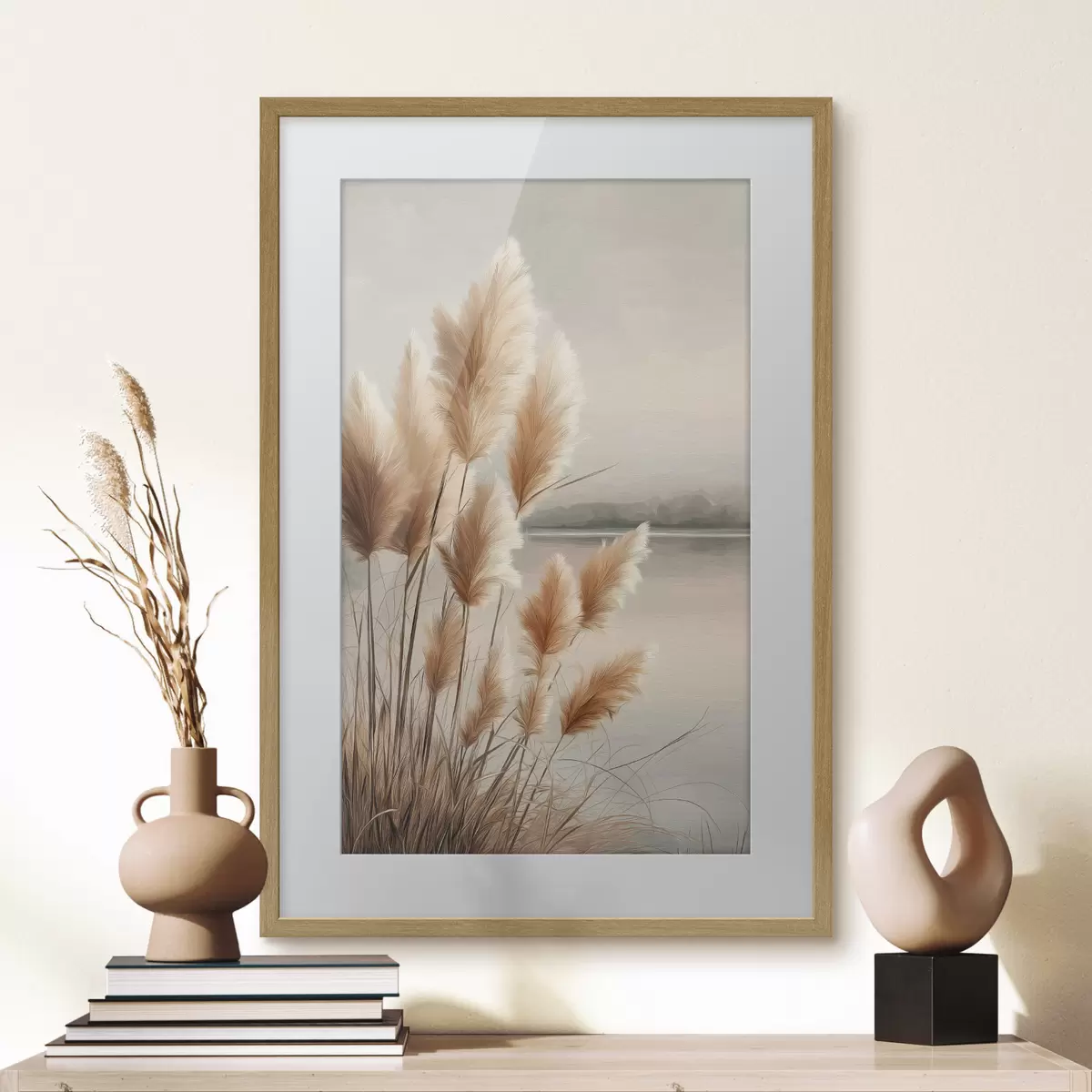 Poster Erba della pampa in riva al fiume f49925