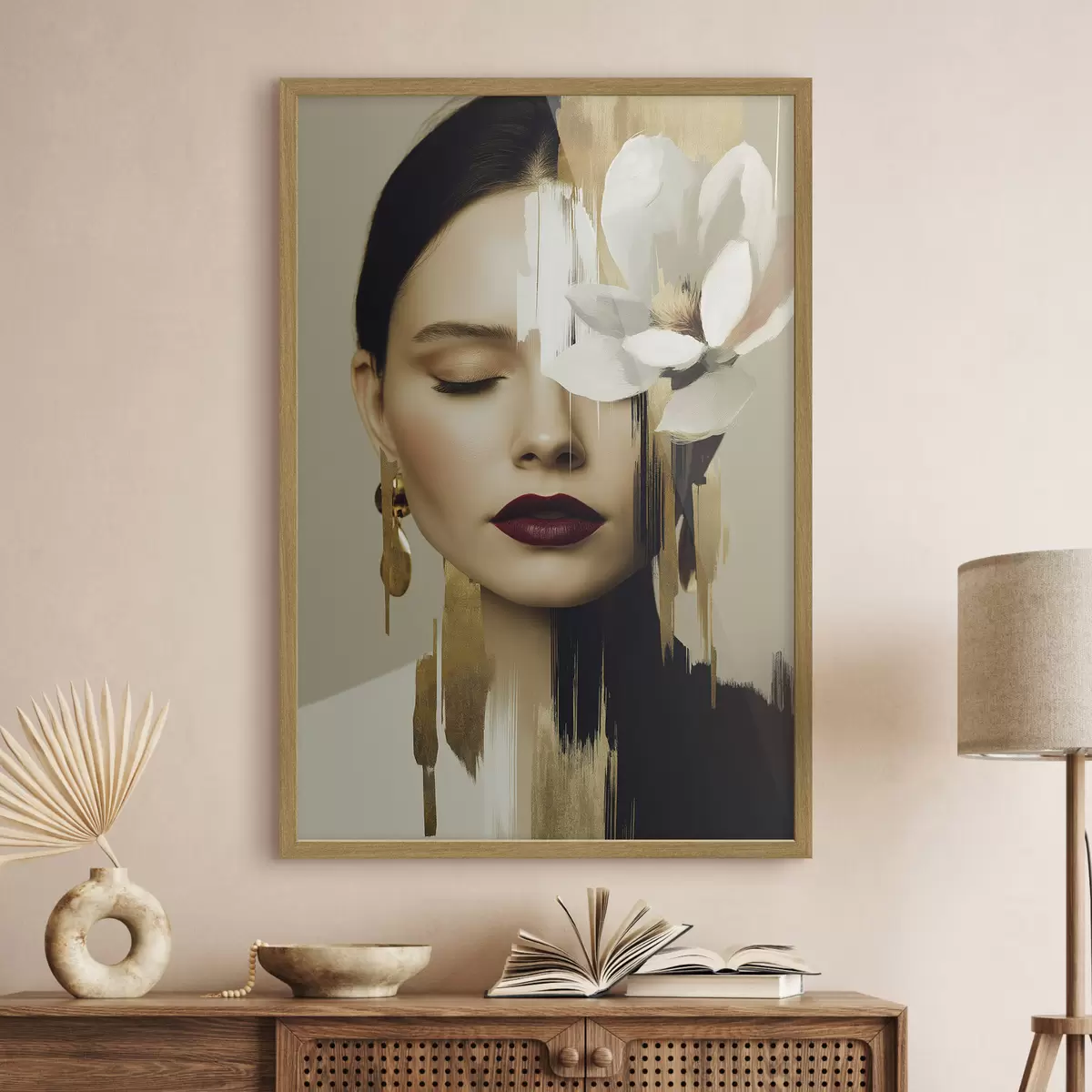 Poster Una ragazza con un fiore tra i capelli f49933