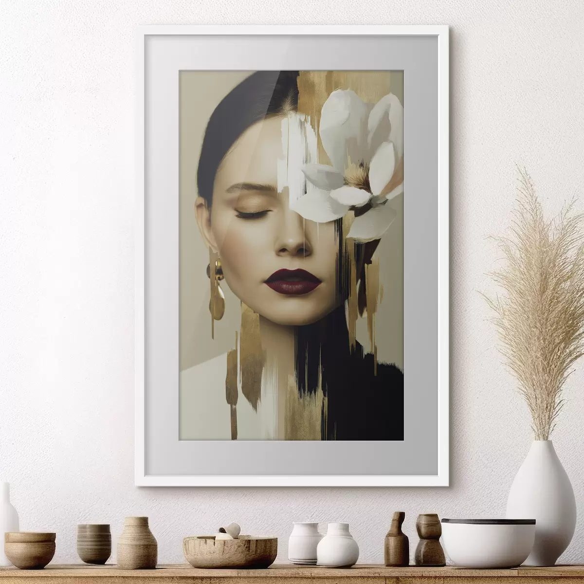 Poster Una ragazza con un fiore tra i capelli f49933