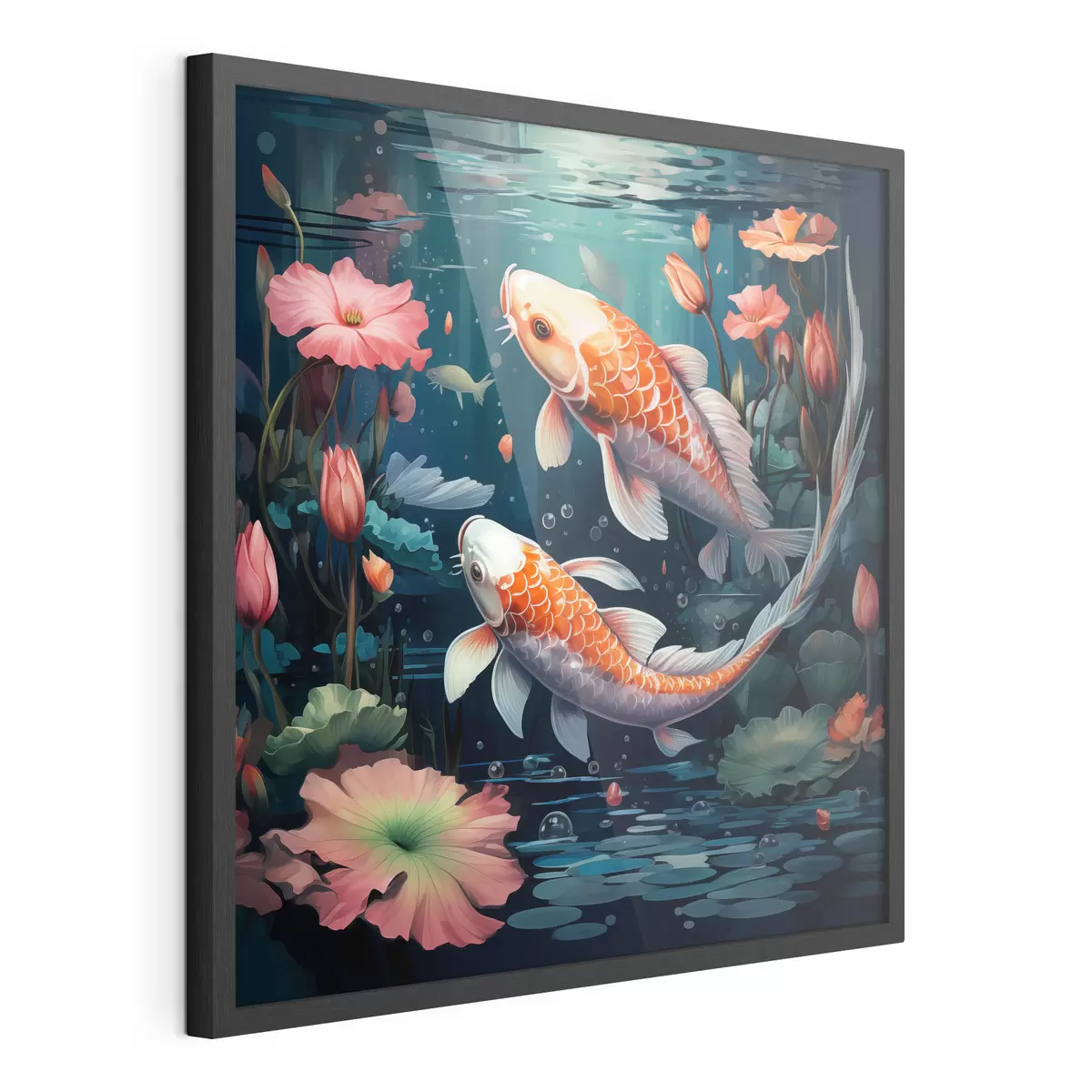 Poster Carpe koi con fiori di loto f50038