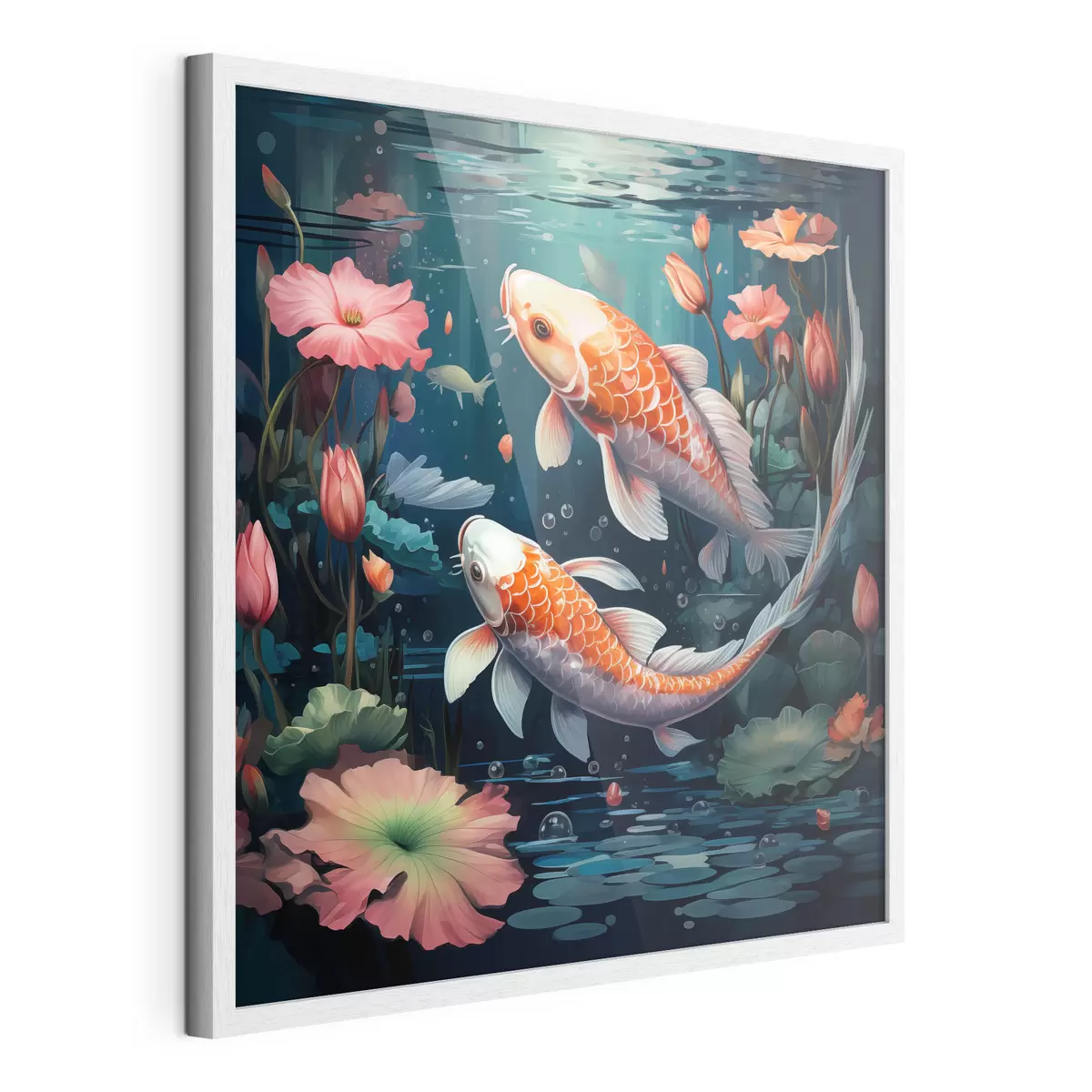 Poster Carpe koi con fiori di loto f50038