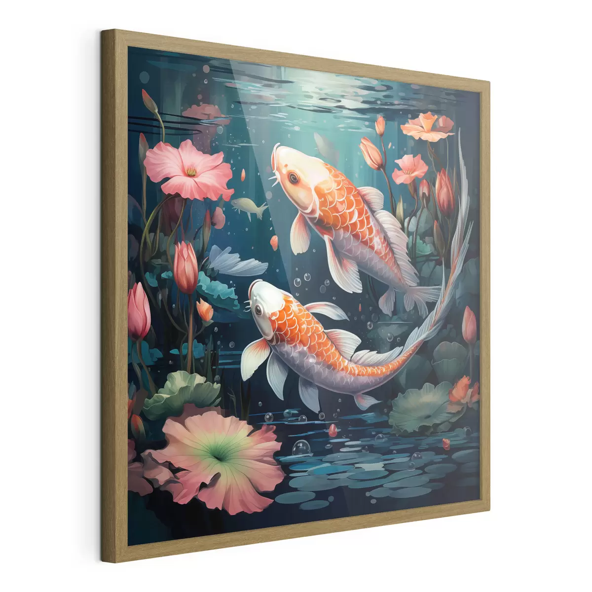 Poster Carpe koi con fiori di loto f50038
