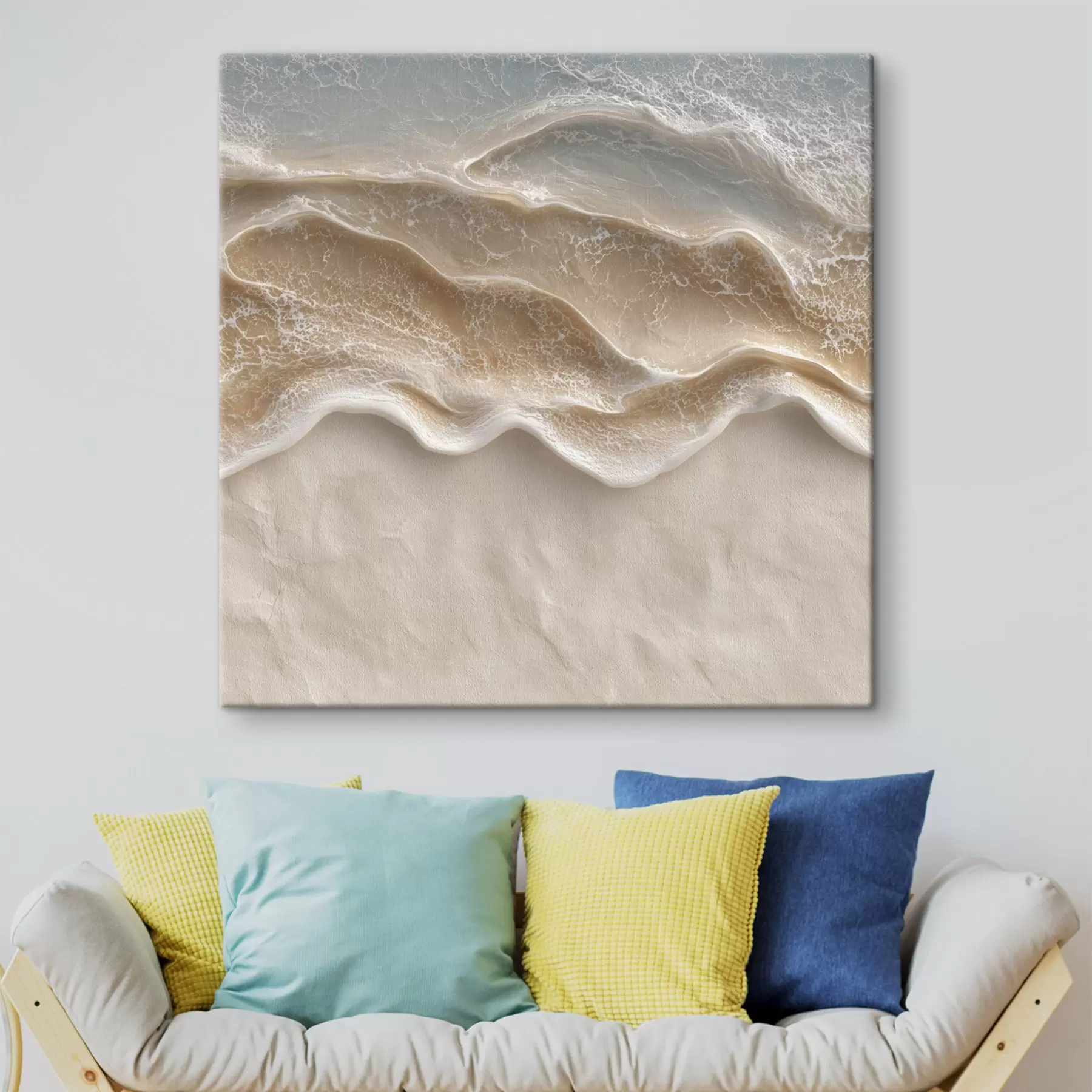 carta da parati Schiuma marina su uno sfondo beige caldo in stile pittorico contemporaneo nr. s49714