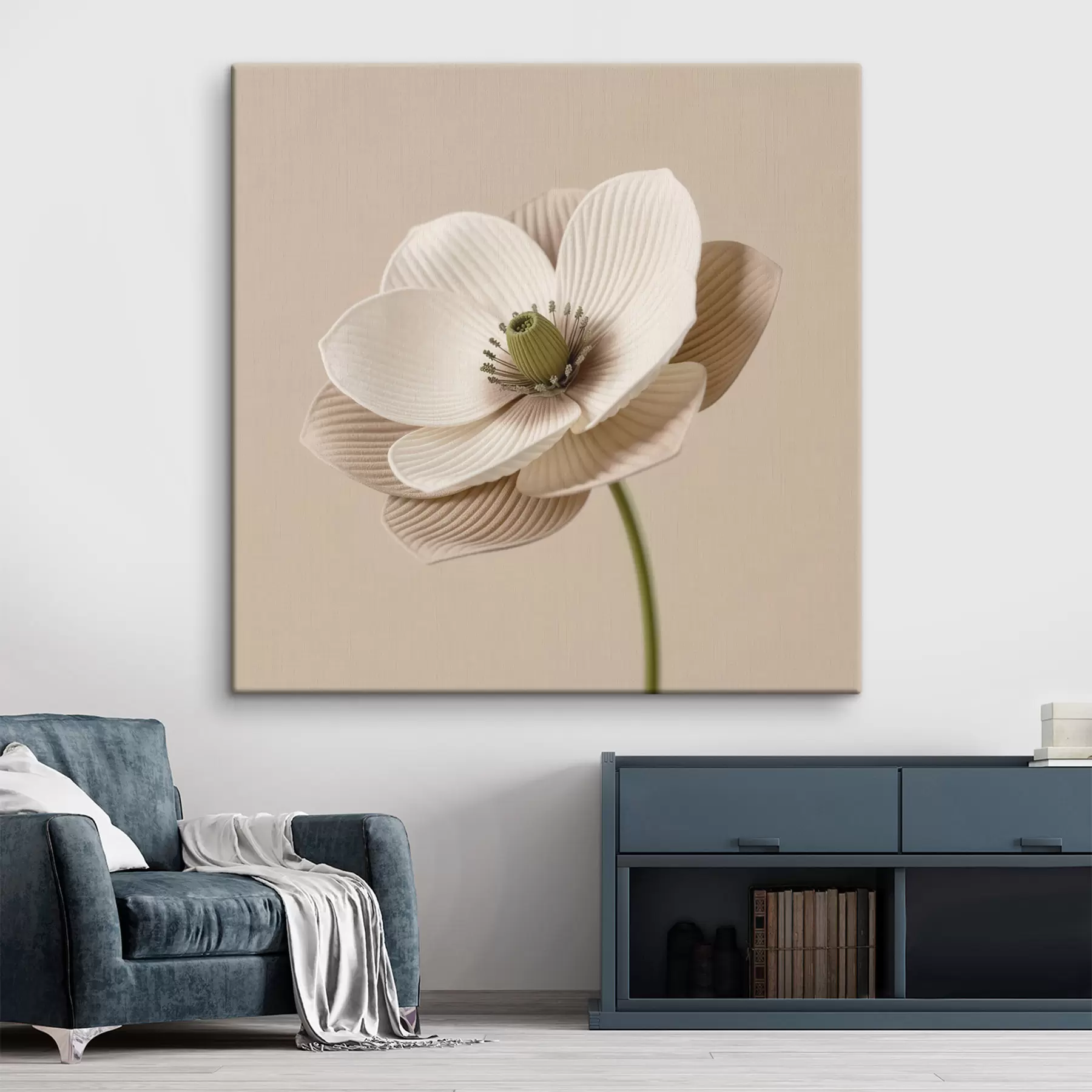 carta da parati Fiore con petali dalla trama particolare, in una gamma di tonalità beige e in stile minimalista nr. s49719