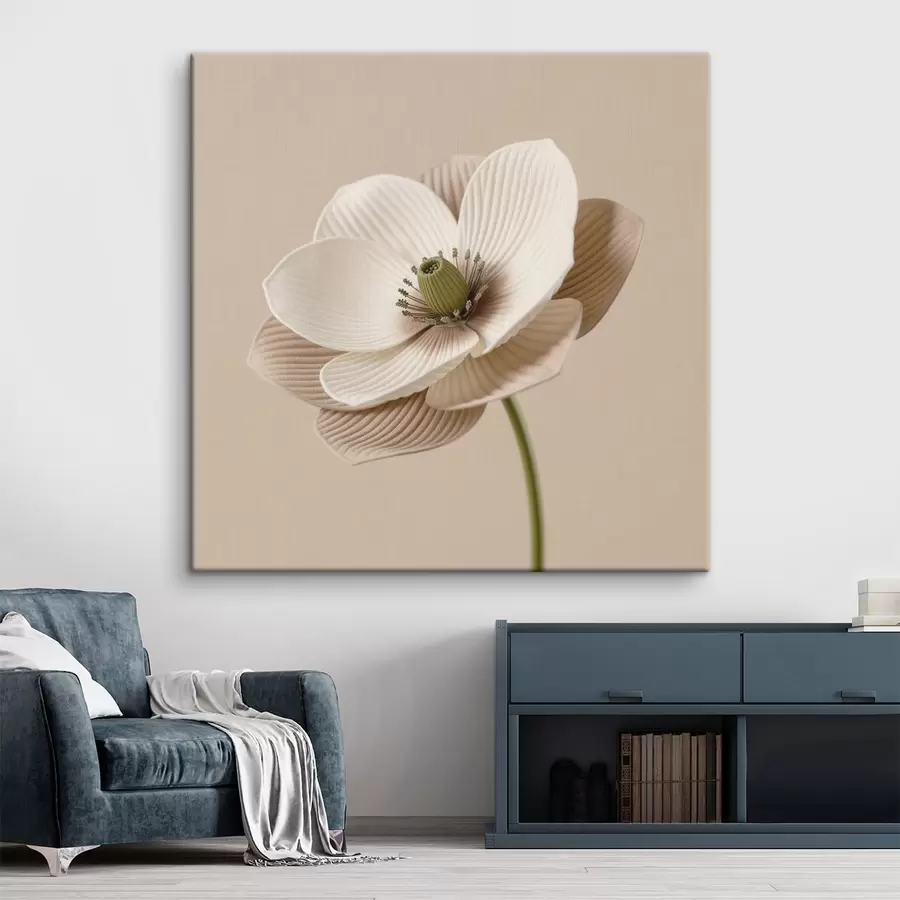 carta da parati Fiore con petali dalla trama particolare, in una gamma di tonalità beige e in stile minimalista nr. s49719