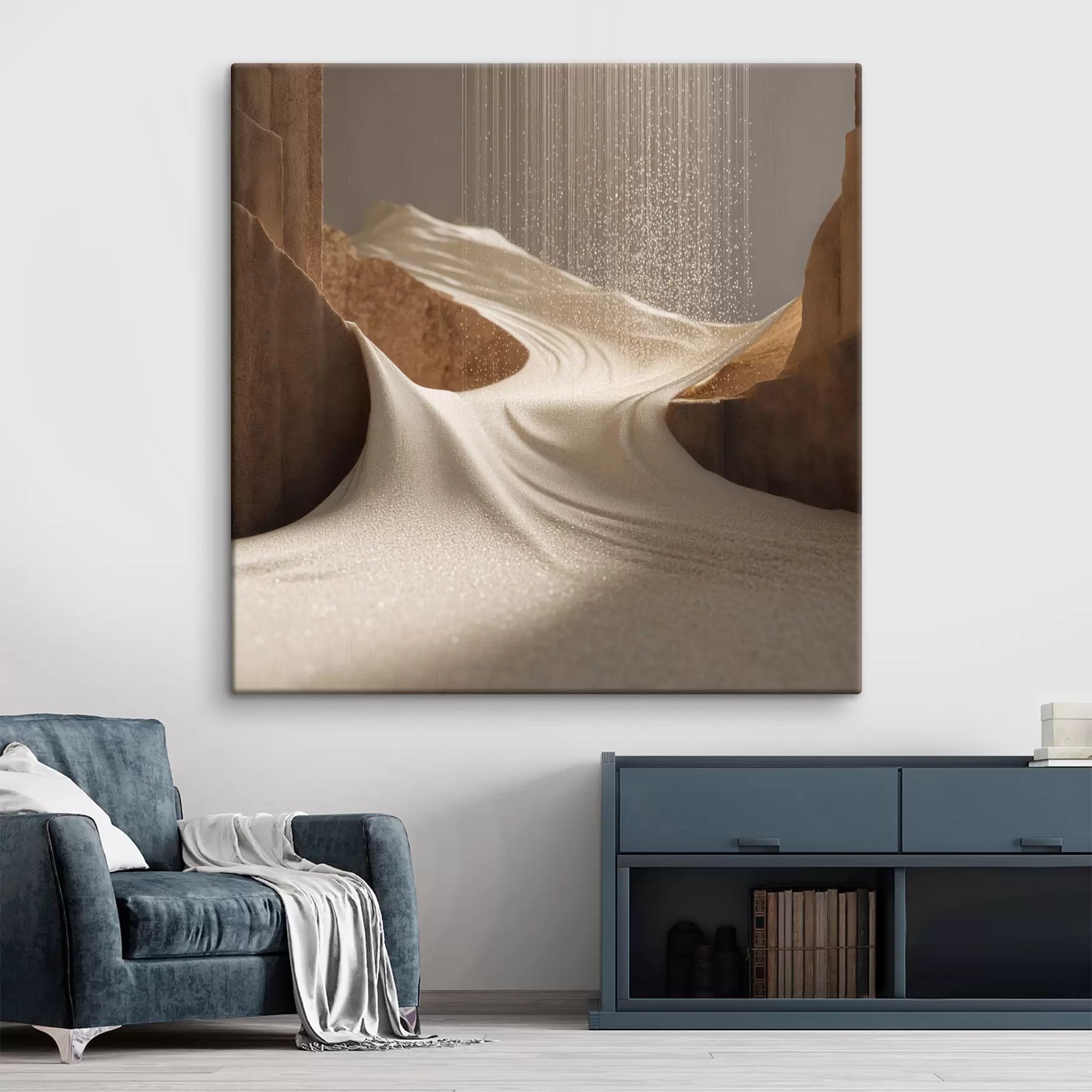 carta da parati Canyon di montagna stilizzato in una palette di colori beige e marrone nr. s49722