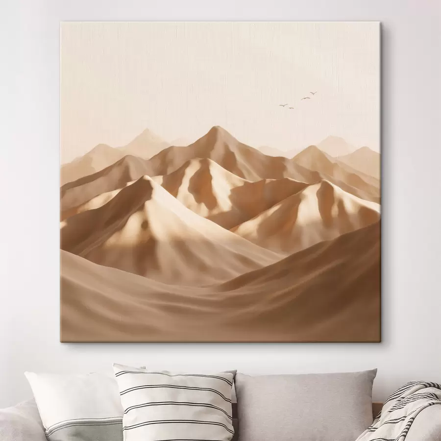 carta da parati Dune di sabbia astratte con sagome di uccelli in tonalità pastello nr. s49729