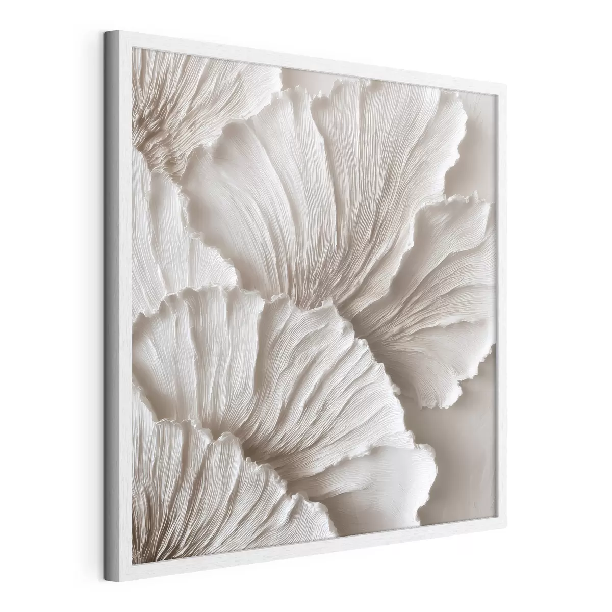 Poster Astrazione materica con petali ondulati tridimensionali in tonalità chiare f49709