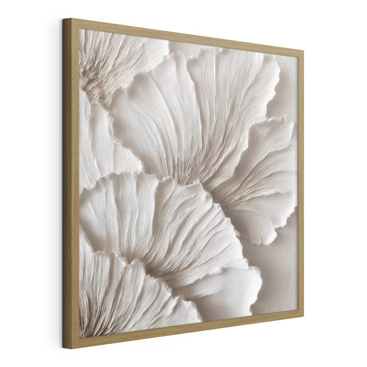 Poster Astrazione materica con petali ondulati tridimensionali in tonalità chiare f49709