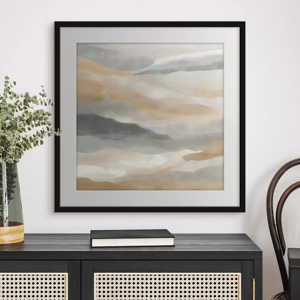 Poster Colline dai toni caldi e grigi in stile acquerello f49713