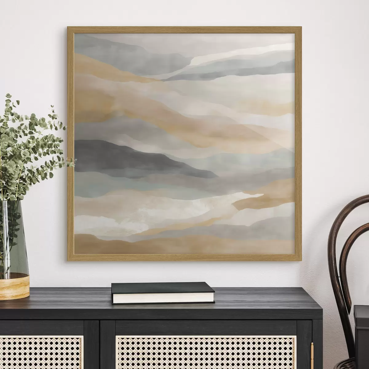 Poster Colline dai toni caldi e grigi in stile acquerello f49713