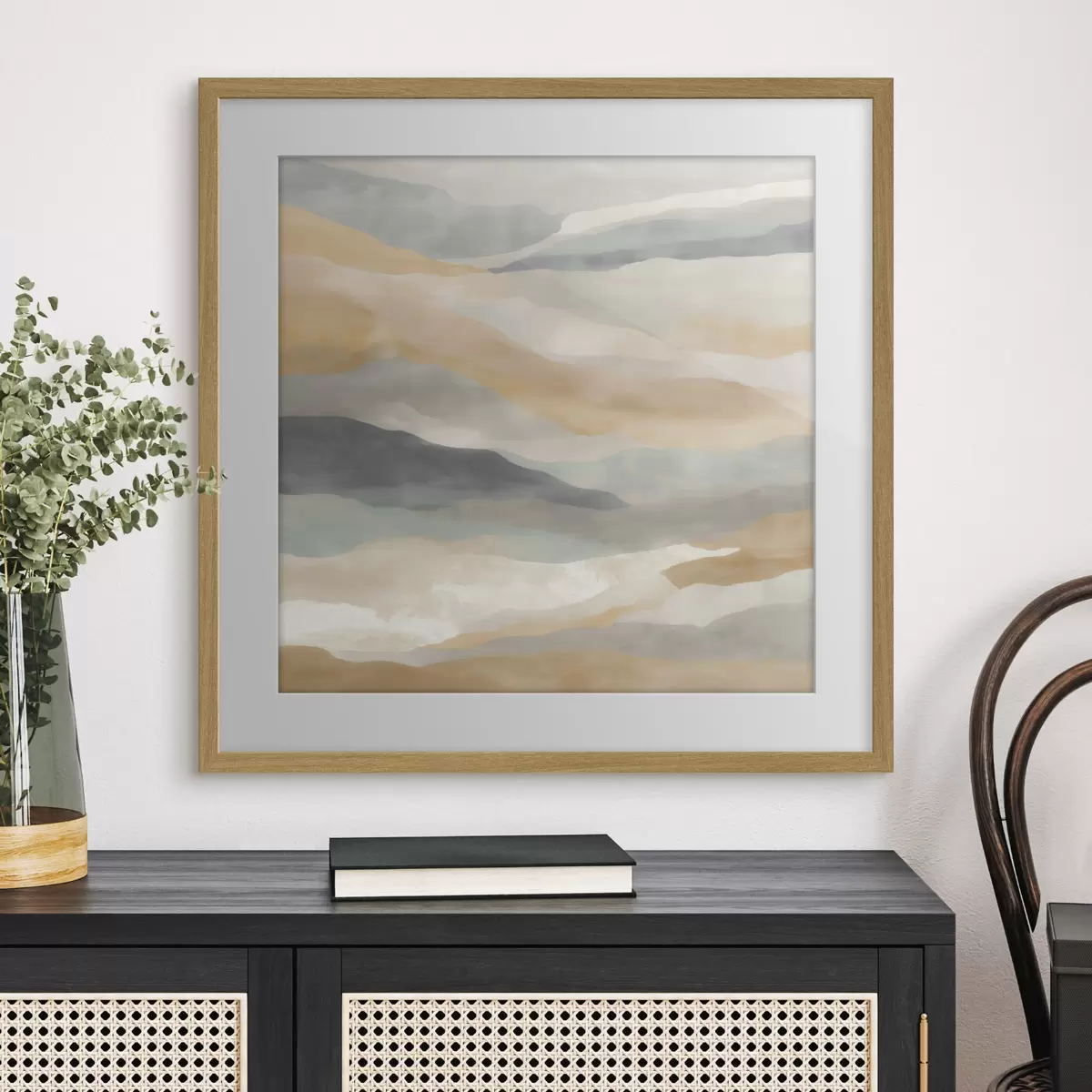 Poster Colline dai toni caldi e grigi in stile acquerello f49713