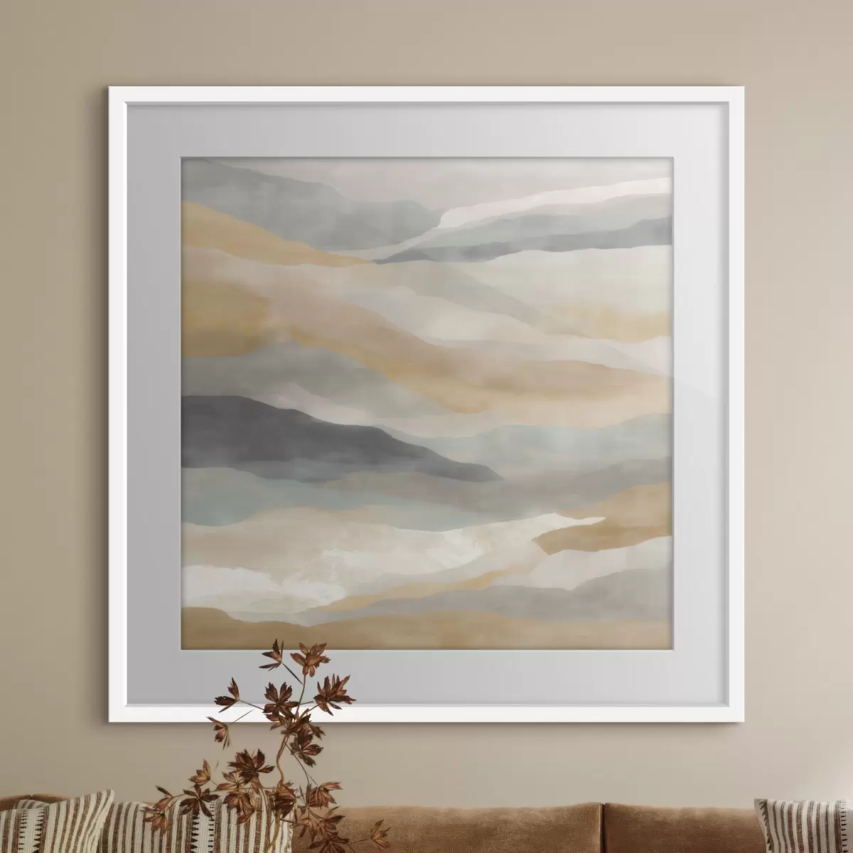 Poster Colline dai toni caldi e grigi in stile acquerello f49713
