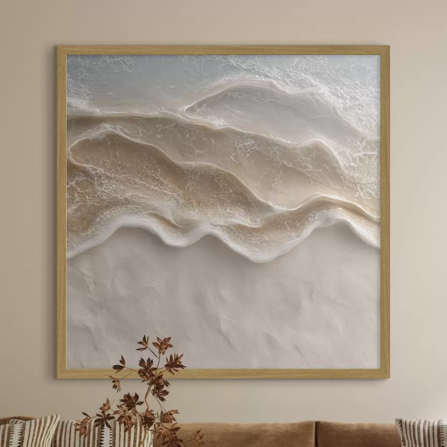 carta da parati Schiuma marina su uno sfondo beige caldo in stile pittorico contemporaneo nr. f49714