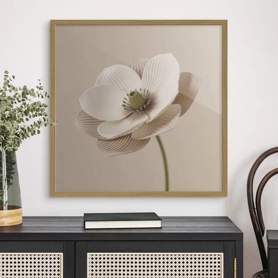 carta da parati Fiore con petali dalla trama particolare, in una gamma di tonalità beige e in stile minimalista nr. f49719