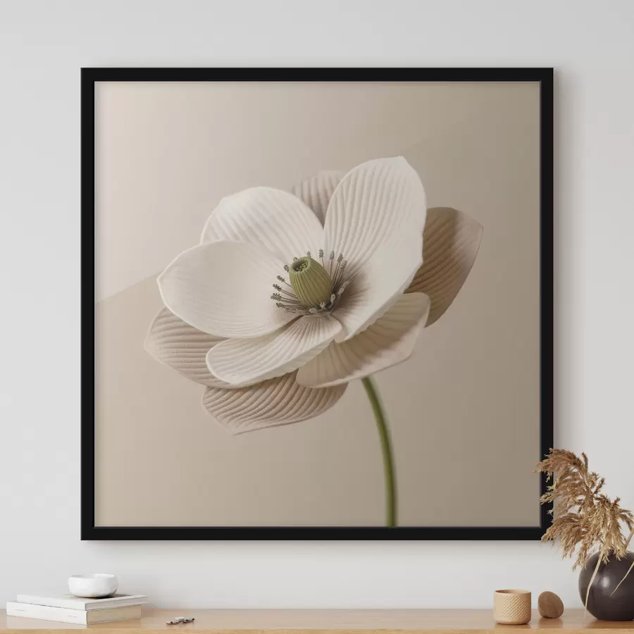 carta da parati Fiore con petali dalla trama particolare, in una gamma di tonalità beige e in stile minimalista nr. f49719