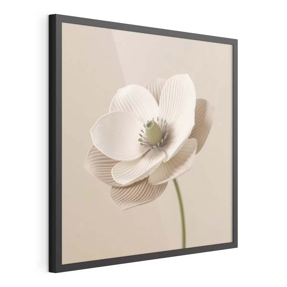 Poster Fiore con petali dalla trama particolare, in una gamma di tonalità beige e in stile minimalista f49719