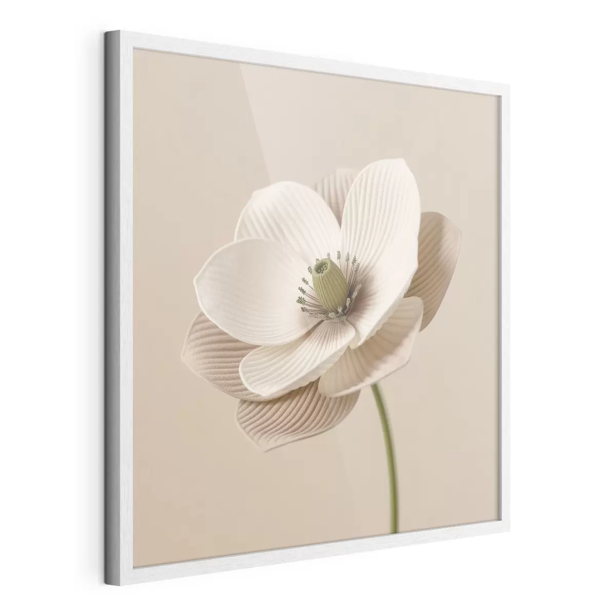 Poster Fiore con petali dalla trama particolare, in una gamma di tonalità beige e in stile minimalista f49719
