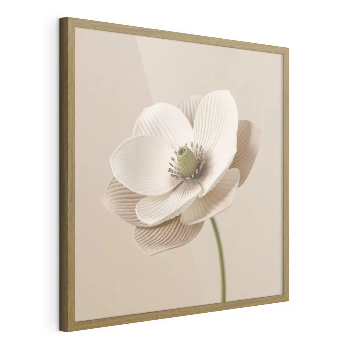 Poster Fiore con petali dalla trama particolare, in una gamma di tonalità beige e in stile minimalista f49719