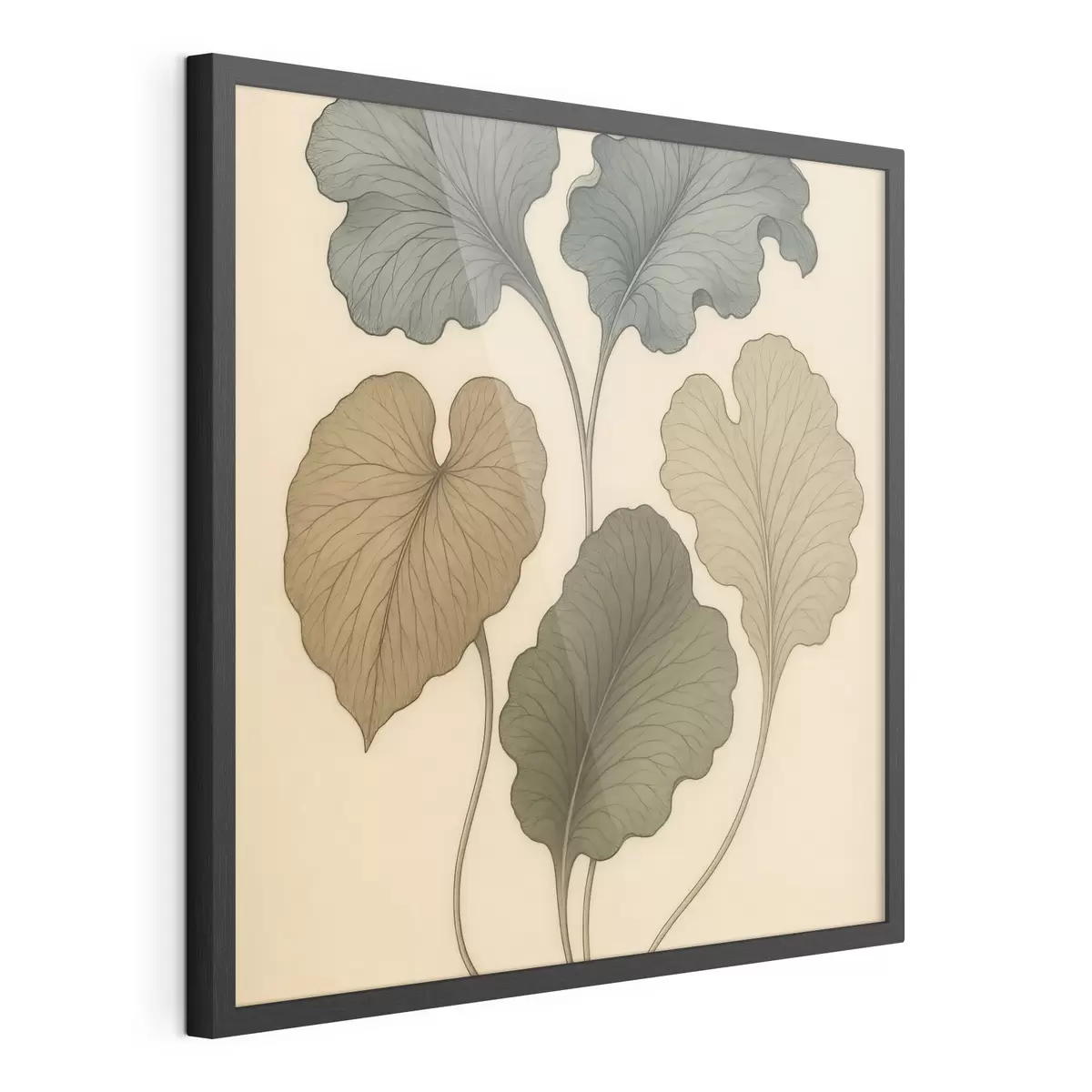 Poster Foglie decorative dai toni tenui su uno sfondo beige f49721
