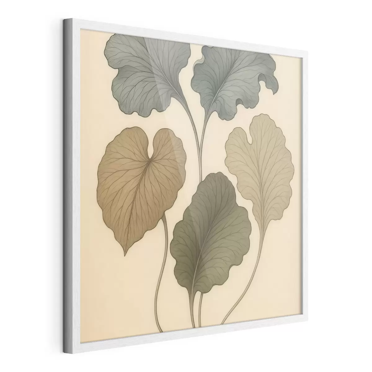 Poster Foglie decorative dai toni tenui su uno sfondo beige f49721