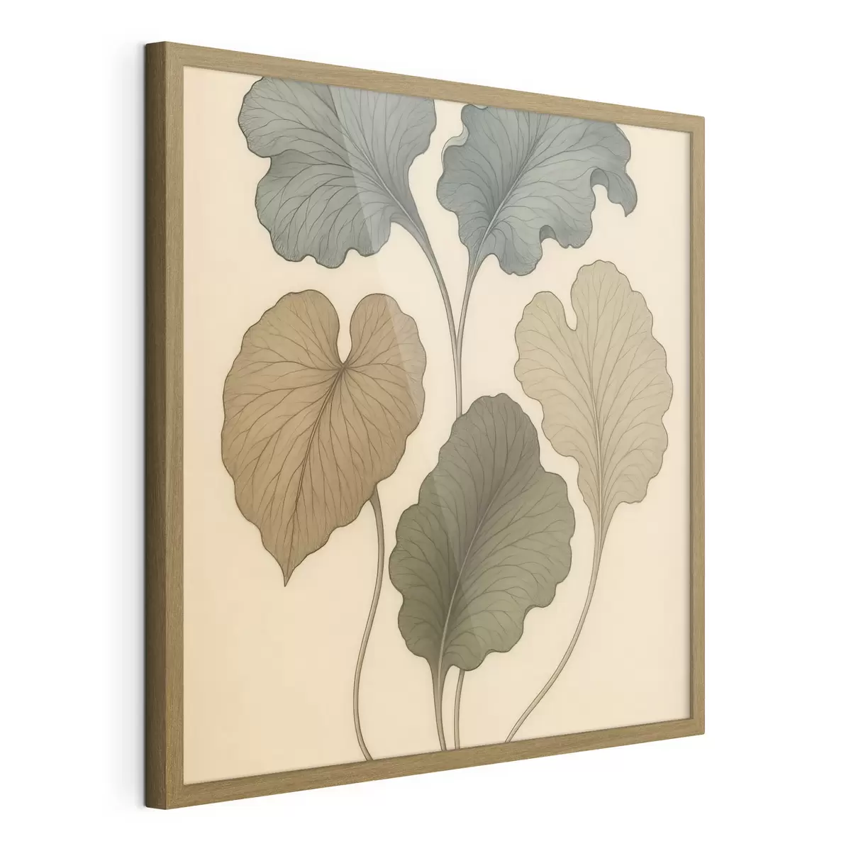 Poster Foglie decorative dai toni tenui su uno sfondo beige f49721