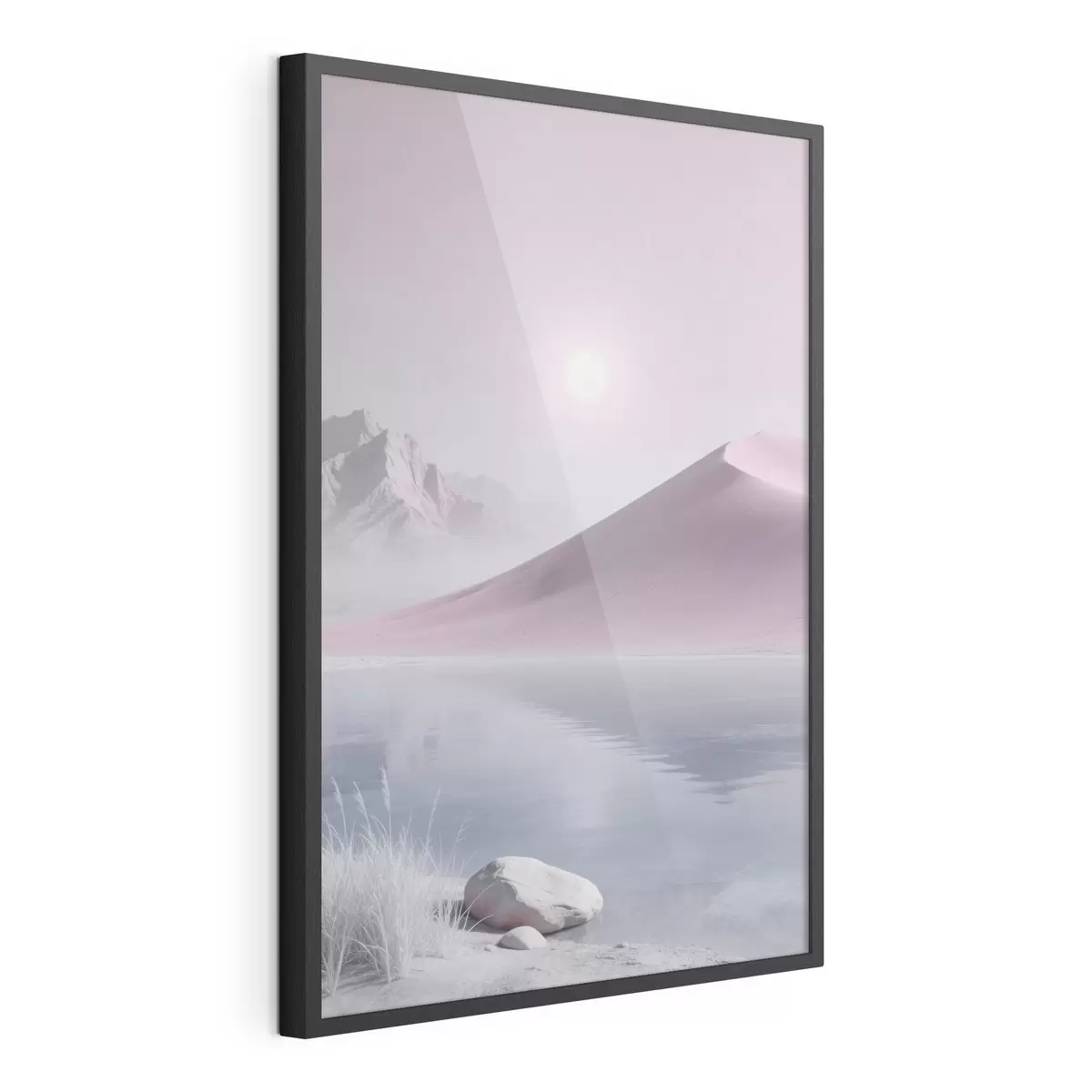 Poster Lago di montagna vicino a una collina sabbiosa dai toni pastello f49725