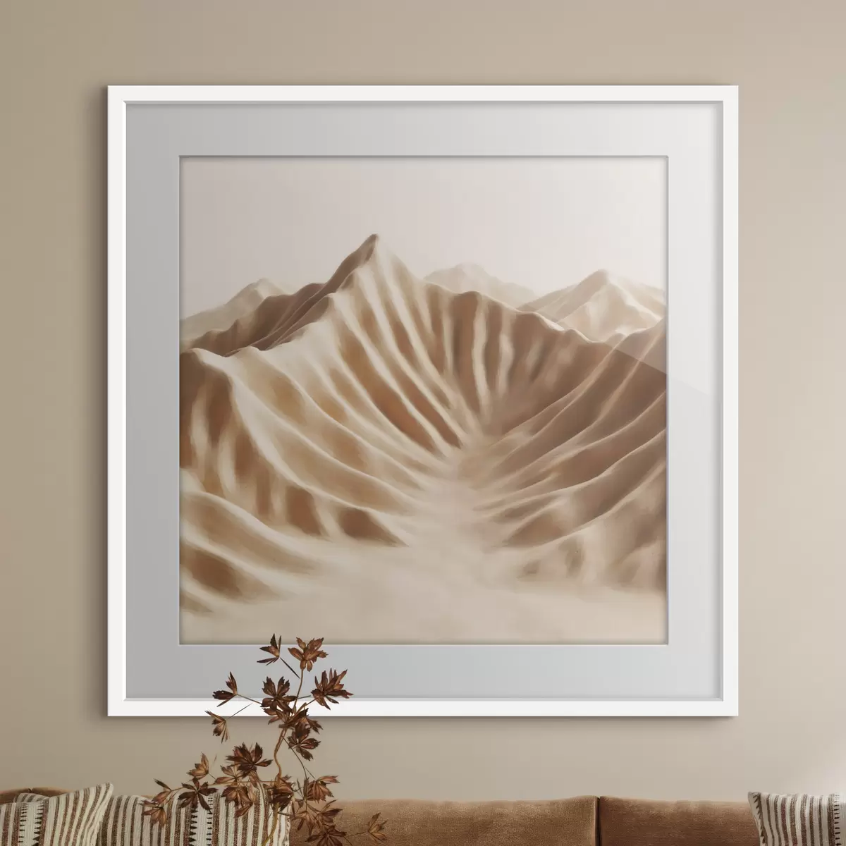 Poster Dune decorative con texture in una palette di colori beige in stile artistico contemporaneo f49728